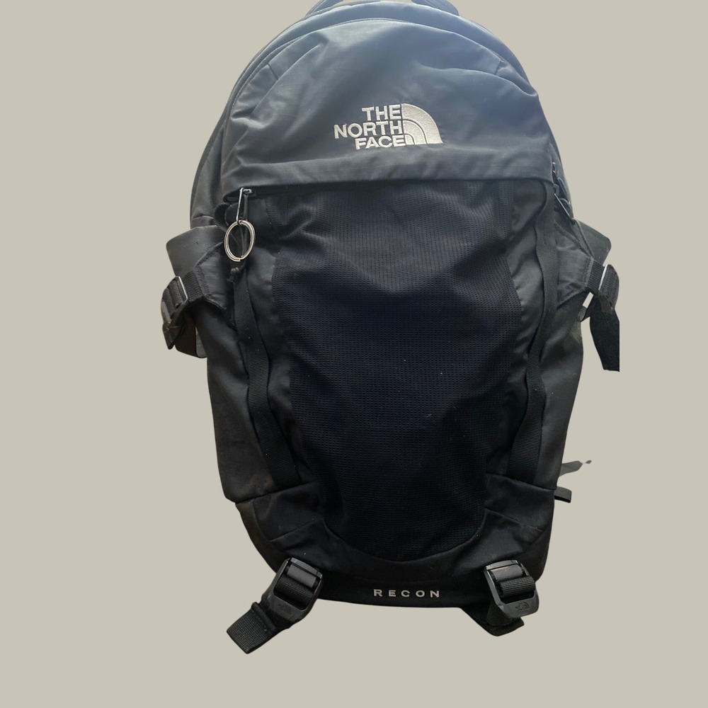 The North Face Recon Backpack Black FlexVent Suspension Daypack Repaired Straps
